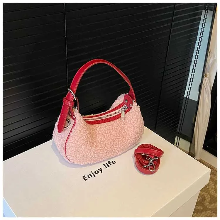 Women Fashion Lamb Fleece Mini Handbag Solid Soft Casual Crossbody Pack Female Versatile Leisute Cute Messenger Shoulder_voghion.com