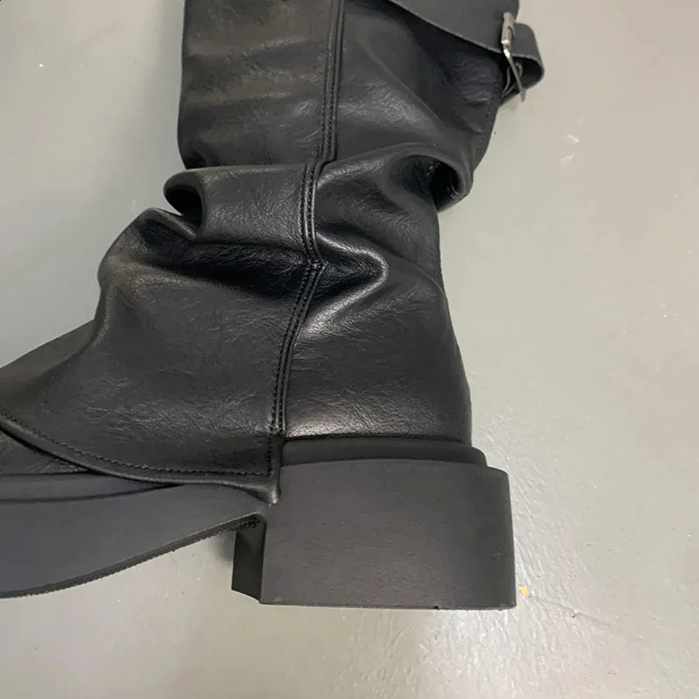 Motorcycle Boots Women Chunky Platform Ankle Boots Punk Buckle_voghion.com