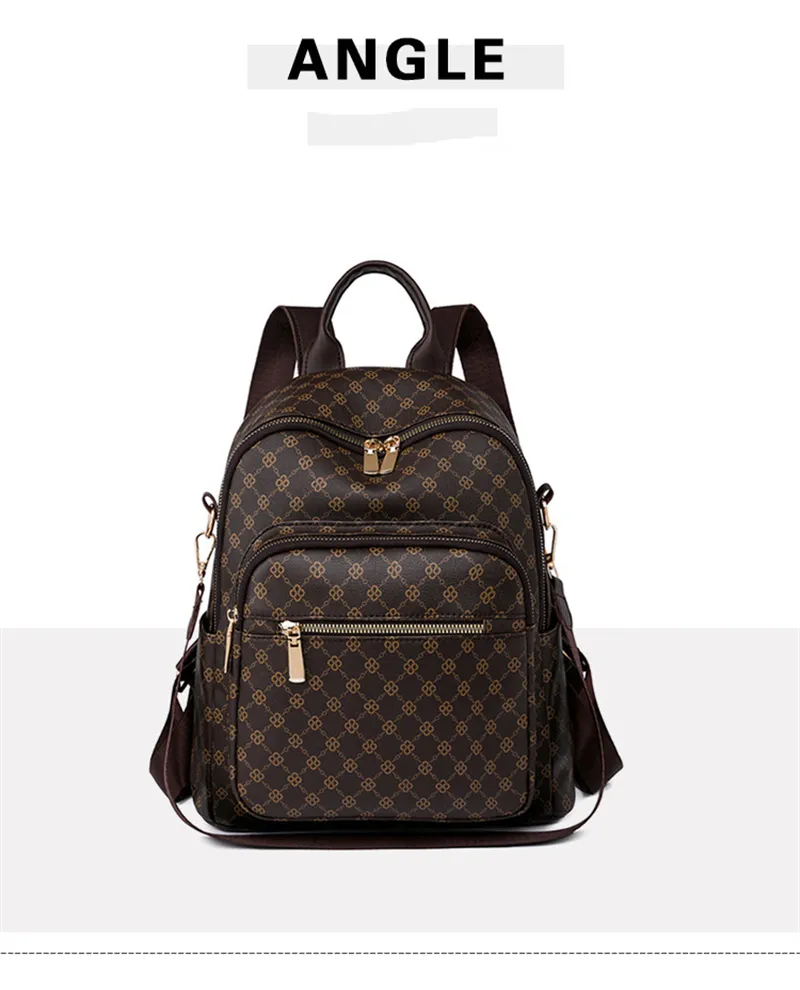 free Shipping Designer Fashion Women's New Retro Printed Backpack Large Capacity Travel Bag_voghion.com