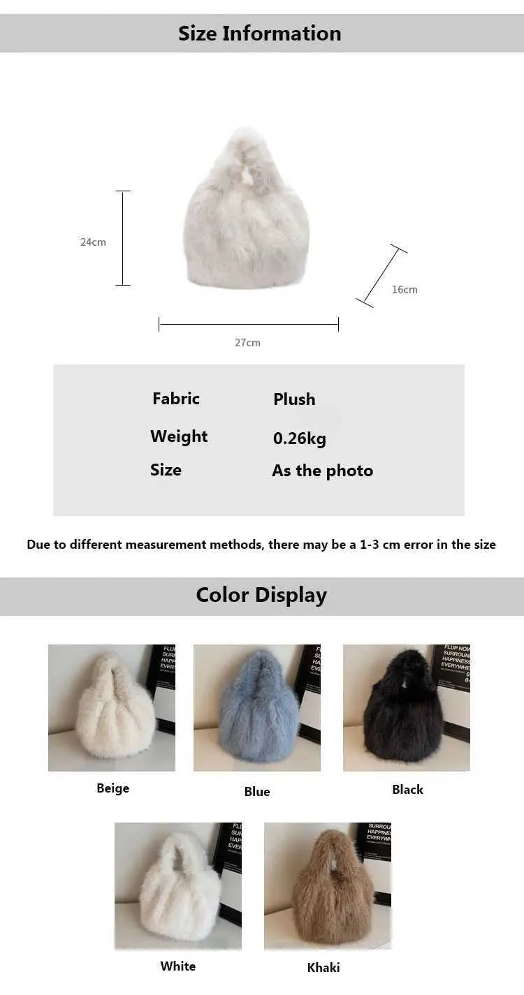 Plush Handbag For Women Large Capacity Fluffy Shoulder Bag_voghion.com