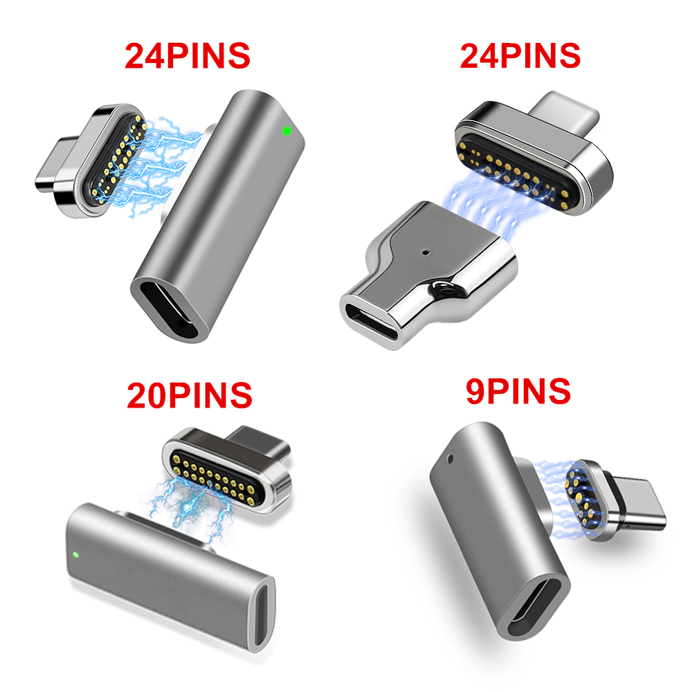 Adattatore USB C magnetico 9 pin 20 pin 24 pin connettore tipo C USB PD 100 W ricarica rapida 10 Gbp/s dati per più dispositivi tipo C_voghion.com
