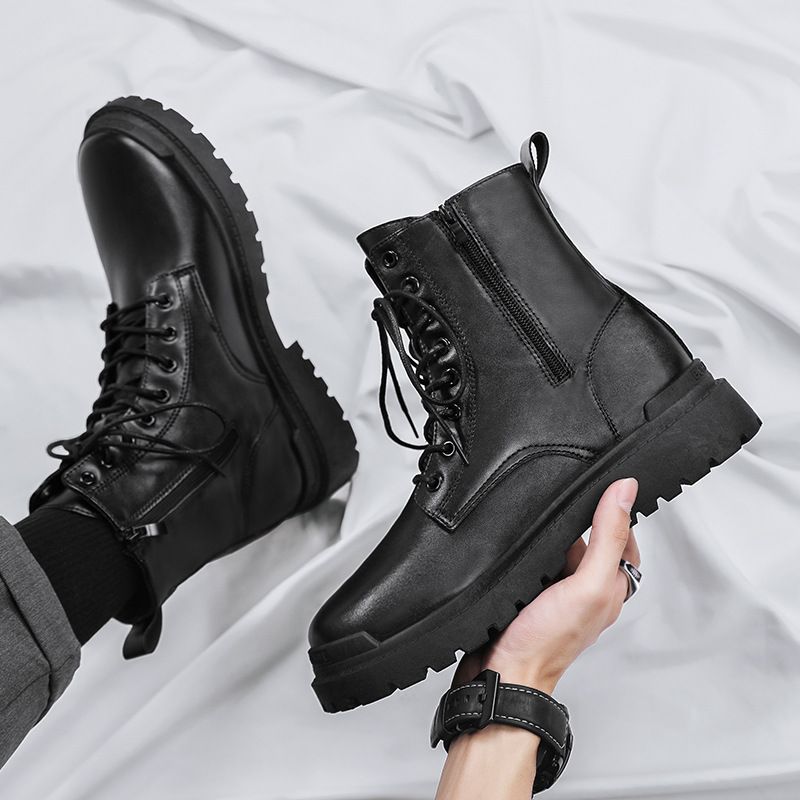 Martin Stiefel 2024 Frühherbst Neue High Retro Britischer Stil Wasserdichte Leder Herren Mid Top Motorrad_voghion.com