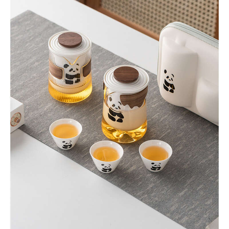 Panda Kung Fu Taass Tragbare Reeset, Dëppen, Schnell Gäscht Téi Taass, Héichwäerteg Geschäftsgeschenk_voghion.com