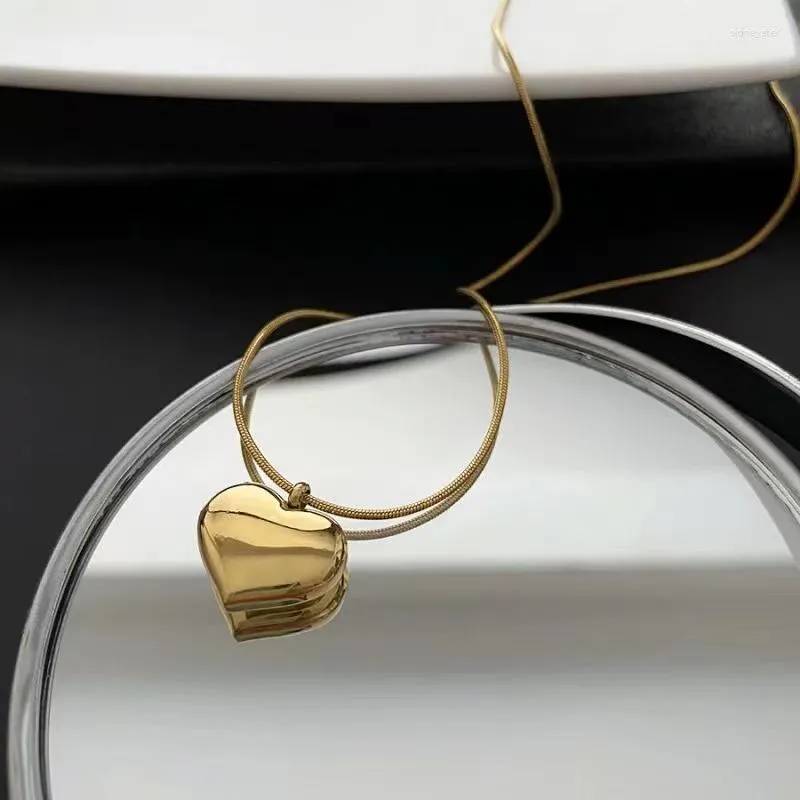 Colliers de mode en chaîne 2023 pour femme en acier inoxydable avec pendentif en forme de cœur et d'amour pour fille vierge, bijoux à maillons de chaîne couleur or_voghion.com