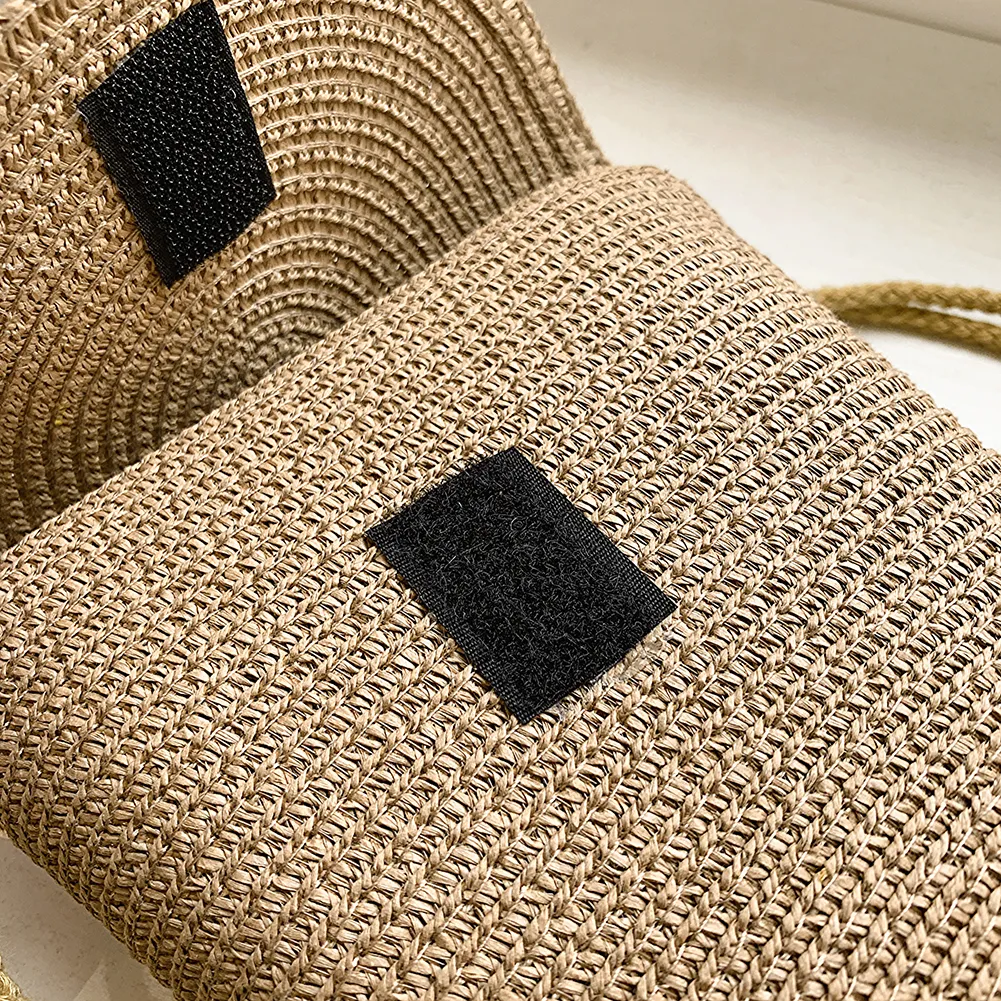 Borsa a tracolla estiva da donna, in tessuto alla moda, casual, semplice, portatile, elegante, fatta a mano, in tinta unita, per il fine settimana._voghion.com