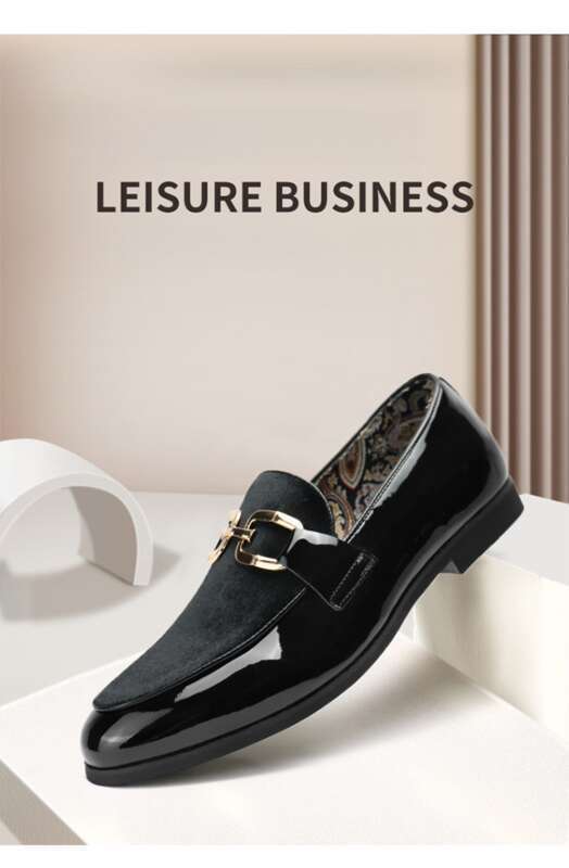 Neue Lederbohnenschuhe mit dicken Sohlen, bequem, atmungsaktiv, elastische Herrenschuhe, gestreifte Lederschuhe_voghion.com