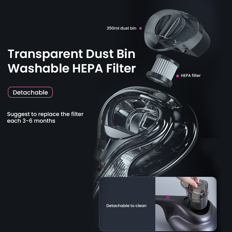 Ultraviolet Mite Removal Instrument 10000PA Vacuum Cleaner Cordless Handheld Vacuum For Mattress Sofa Detachable Filter_voghion.com