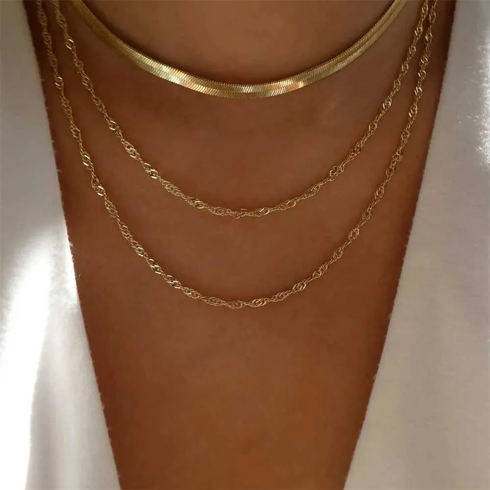 Colliers pendentifs Bls miroir en or en forme de cœur adapté aux femmes à la mode collier pendentif multicouche ensemble de bijoux_voghion.com