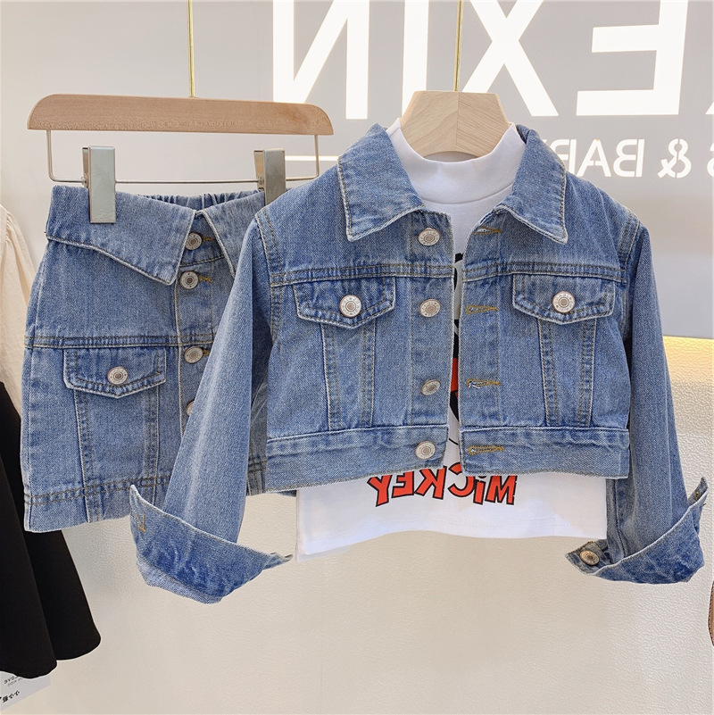 Mutter & Kinder Kindermode Jeansanzug Herbst Mädchen Jeansjacke + Rock Zweiteiliger Anzug 3-8 Jahre alt Kinderkleidung Lieferung_voghion.com