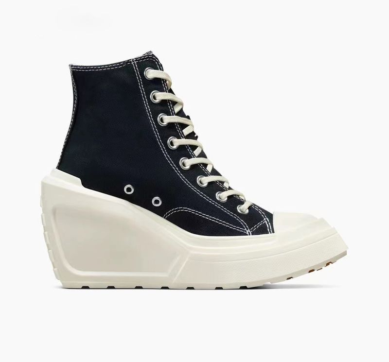 Neu mit Absätzen High Tops, modische Canvasschuhe, vielseitige und trendige Damen-Freizeitschuhe_voghion.com