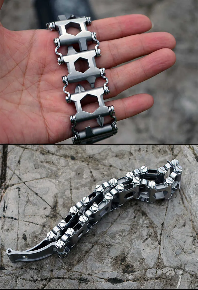 DreamBell Men Outdoor Spliced Multifunctional Wearing Screwdriver Tool Hand Chain Field Survival Bracelet 2.45 original_voghion.com