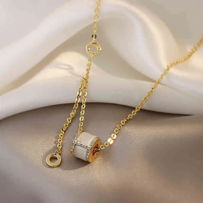 Design Sense Opals Collana con ciondolo di lusso in acciaio al titanio per donna 2022 Gioielli di moda coreana Ragazza sexy Clavicola_voghion.com