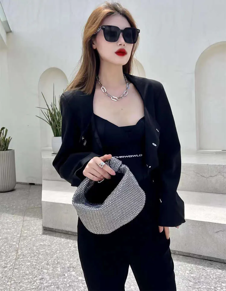 Designer Knotted Crsytal Rhie Dia Cloud Women's Handbag Bg Shiny Evening Bag Dinner Party Clutch Purse_voghion.com