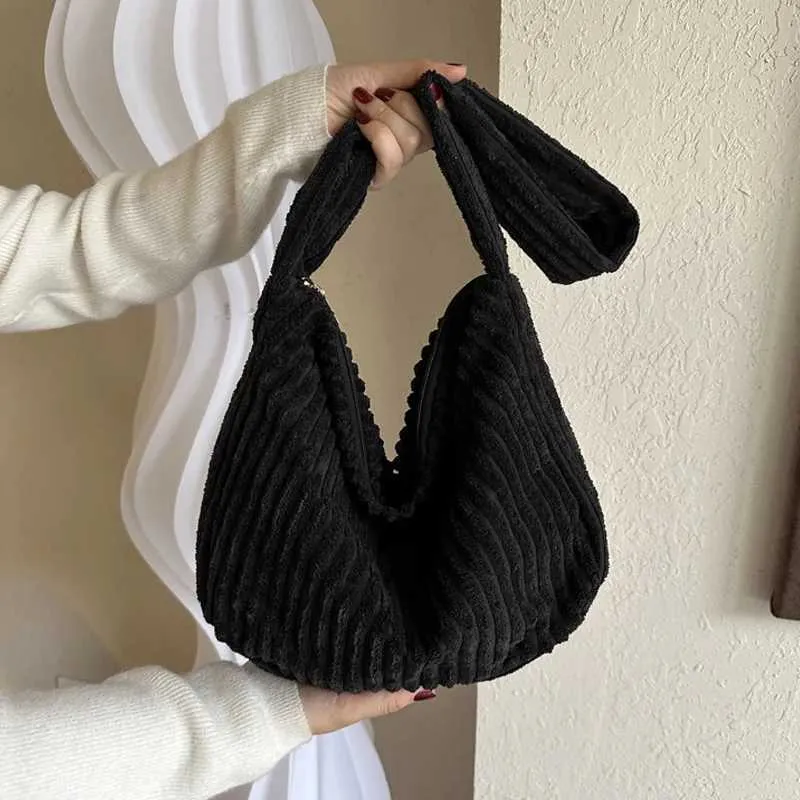 Borsa da designer Design semplice Borsa a tracolla in velluto a coste tinta unita Portafoglio e borsa a mano casual da donna_voghion.com