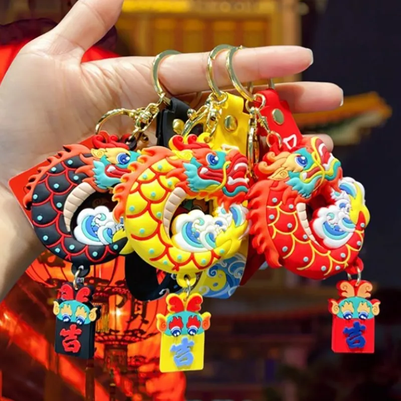 1PC Rot Neue Keychain Nette Schlüsselanhänger Hängen Zubehör Dekore Chinesischen Drachen Jahr Schlüsselanhänger Glück Geschenk_voghion.com