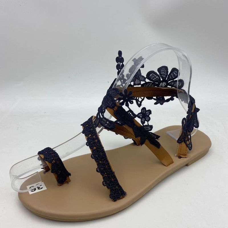 solid color open toe wer flat heel sandals large size 35-43_voghion.com