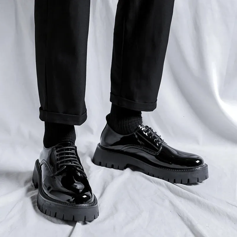 Chaussures en cuir à semelle haute pour homme, style décontracté, style japonais, Haruku, style coréen, streetwear, mode, affaires, mariage, 240614_voghion.com