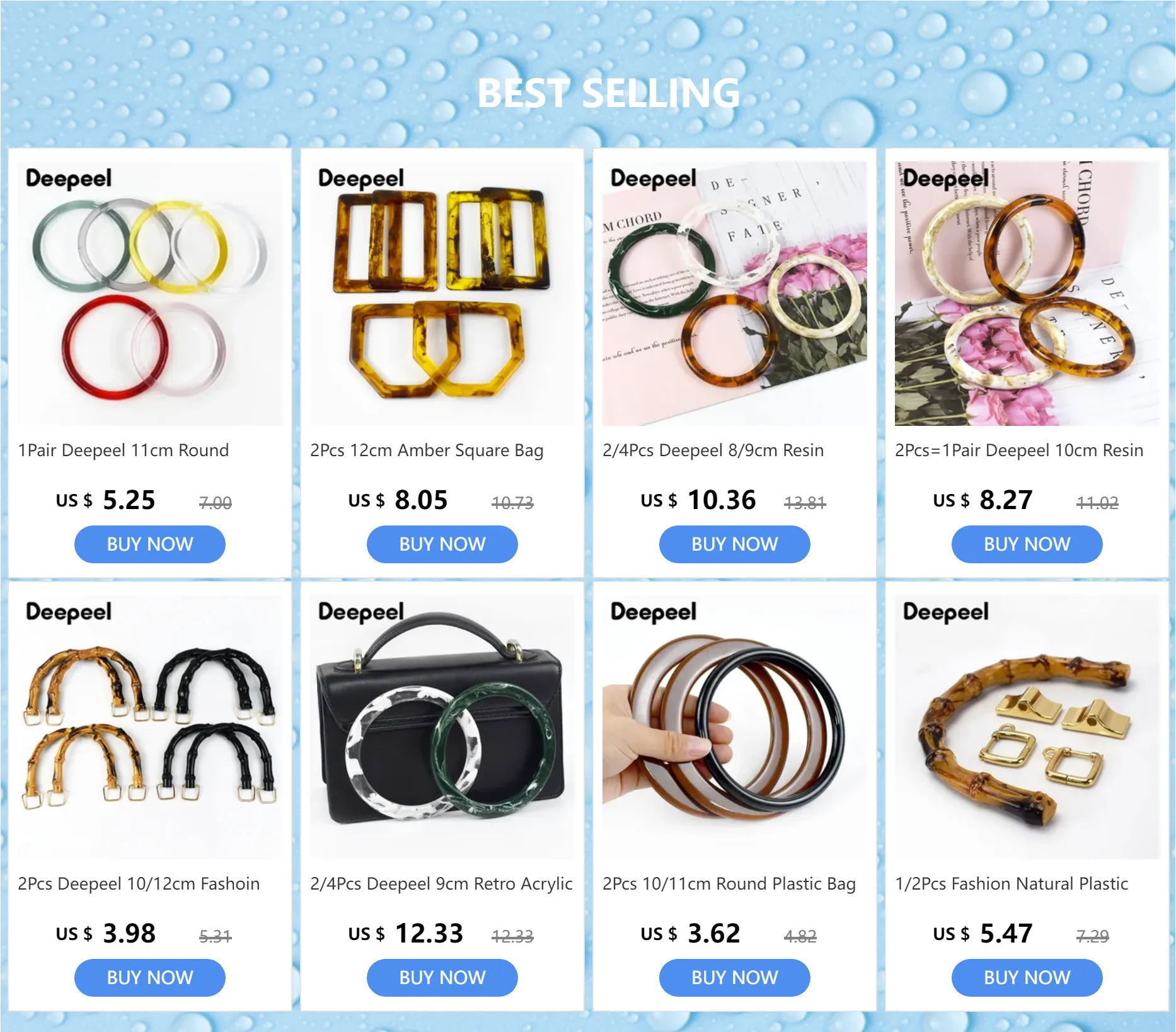 2 Stück = 1 Paar Deepeel 10 cm Harzring Taschengriff Mode Runde Griffe Nähklammern Handtaschen Handarbeit DIY Handwerk_voghion.com