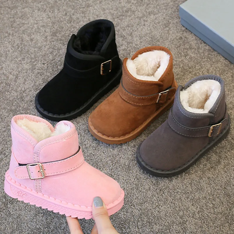 Kids Snow Brown Boys and Girls Baby Toddler Cotton Shoes Littlesprouts Gray Soft Padded Thickened Pink Children's Winter_voghion.com