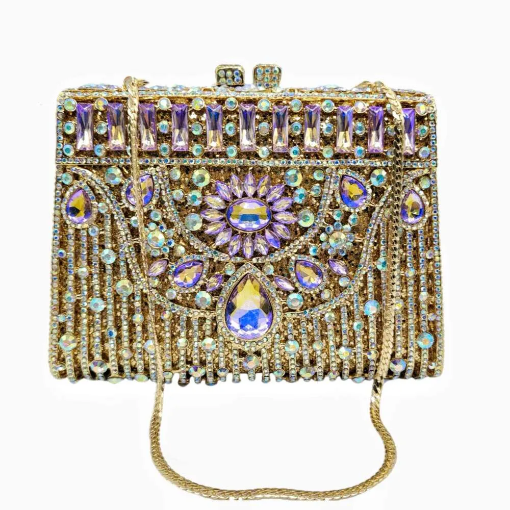 Borse da donna in metallo con scatola di cristallo lucido Rhies da sera, borsa da donna Dias, borsa da donna per festa di nozze, borsa a tracolla dorata_voghion.com