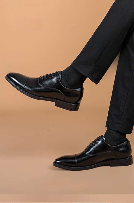 Herren Oxford Herrenkopf Rindsleder Dreiteilige Echtlederschuhe, Hochzeitsschuhe im englischen Stil_voghion.com