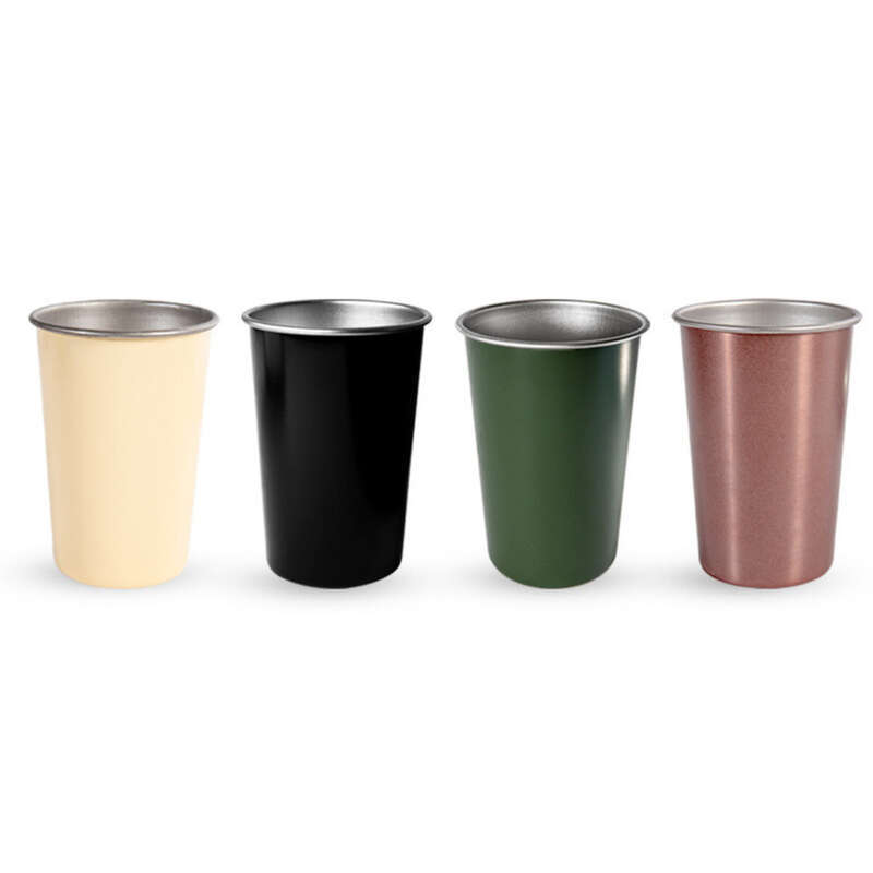 Outdoor Stainless Steel Small Coffee Camping Tea Water Cup Portable 350ML Wide Mouth Stackable_voghion.com