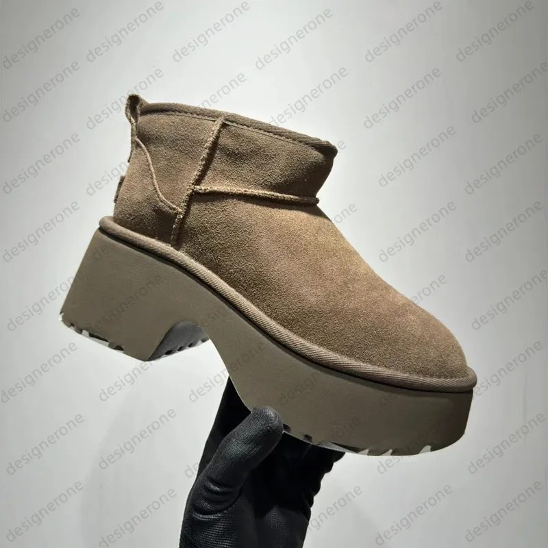 W Dipper Tasman Platform DIPPER Chesut Fur Slides Sheepskin Classic Ultra Mini women Snow boots Winter plush and thick_voghion.com