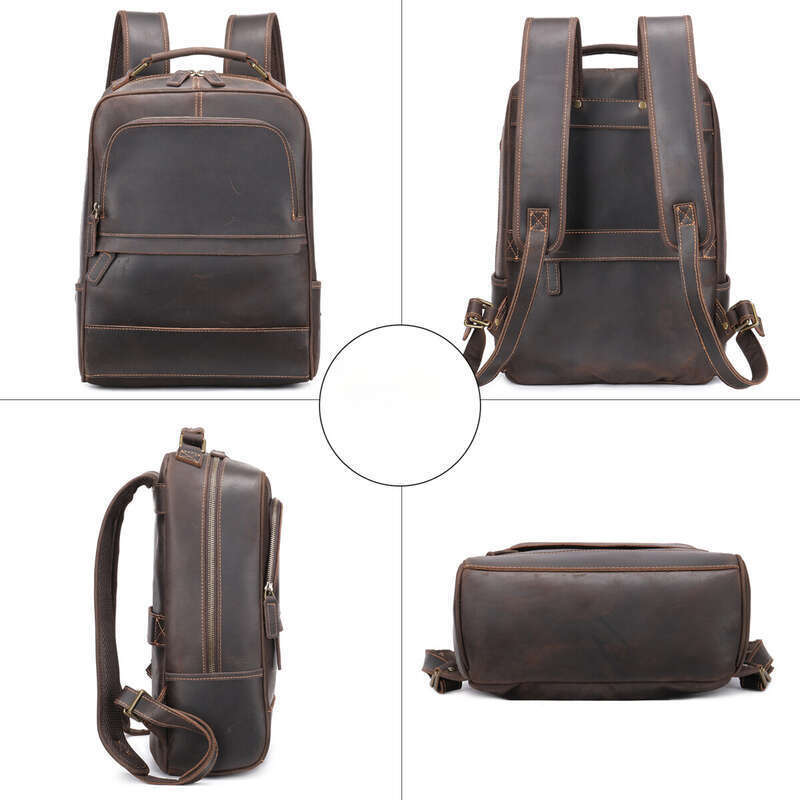 Genuine Leather Running Backpack, Large Capacity Cowhide Leather Travel Bag, Men's_voghion.com