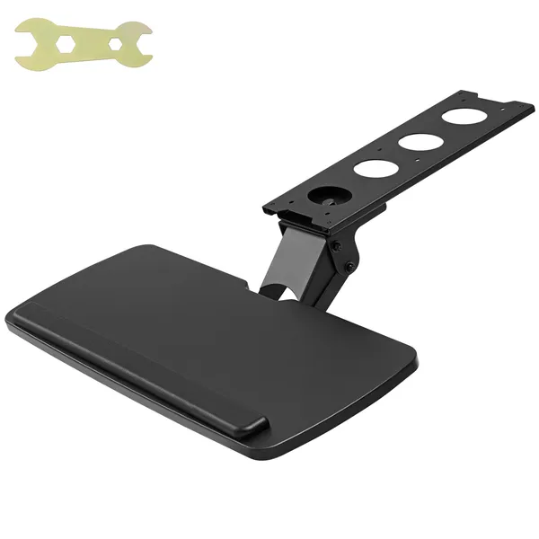 Plateau de clavier réglable sous le bureau avec fonction coulissante, 25 x 9,8 pouces, réglage en hauteur et en inclinaison pour la saisie à domicile ou au bureau._voghion.com