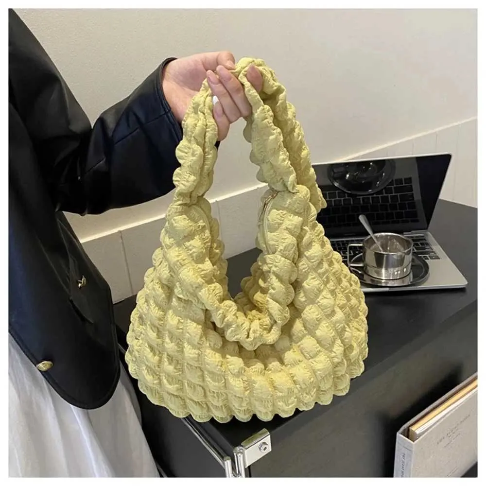 Umhängetasche mit Plissee-Design, Schulter- und Unterarmtasche, einfache Bettwäsche-Handtasche mit großem Fassungsvermögen, Y241025_voghion.com