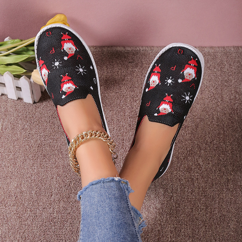 Loafer für Damen mit runder Spitze und Weihnachtsmotiv_voghion.com