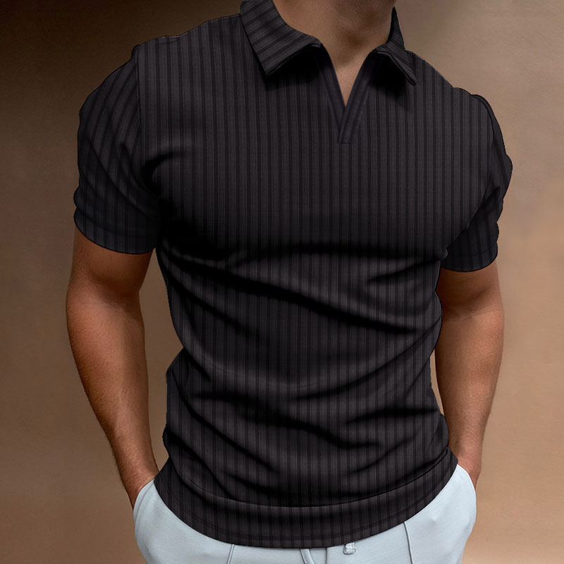 2024 Verano Nuevo POLO Camisa Polo V-line Stripe Camiseta de manga corta para hombres