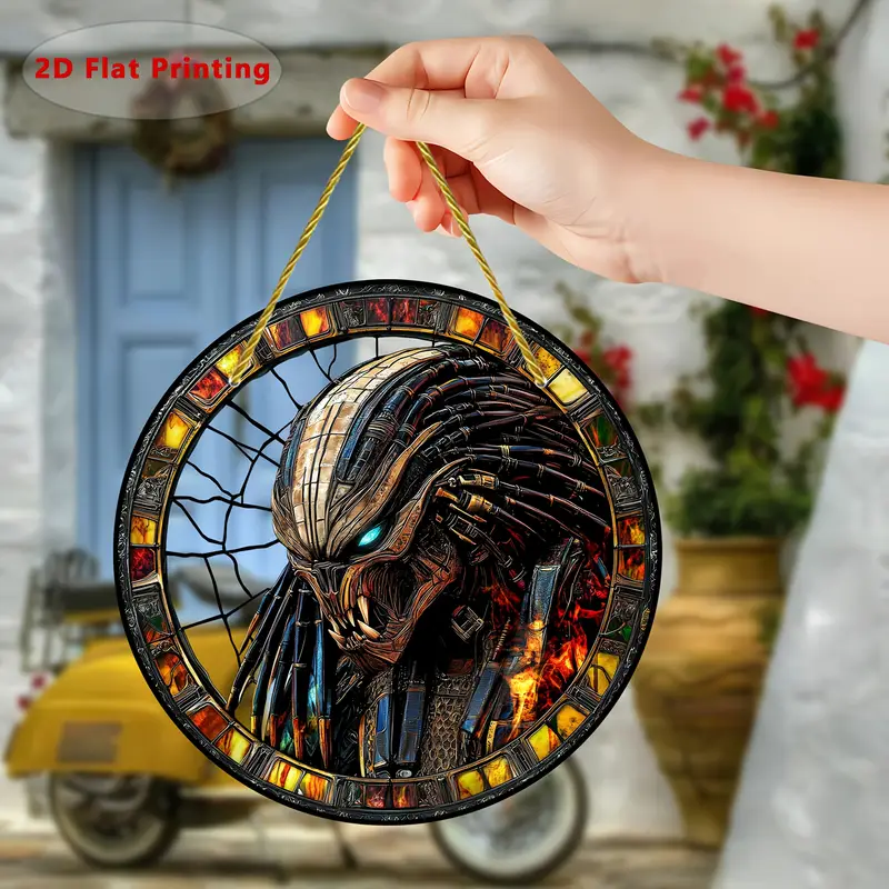 Alien Warrior Suncatcher - 8" Colorful Acrylic Art. Intergalactic Decor For Garden Or Home, Perfect As A Unique Gift._voghion.com