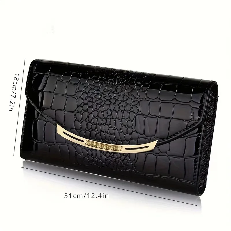 Patent leather womens Large capacity chain clutch Single shoulder straddle bag 240924_voghion.com