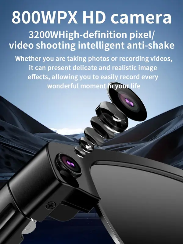 Occhiali intelligenti con fotocamera, registrazione video, chiamate BT, riproduzione musicale, occhiali intelligenti, riconoscimento oggetti, assistente vocale, occhiali da sole_voghion.com