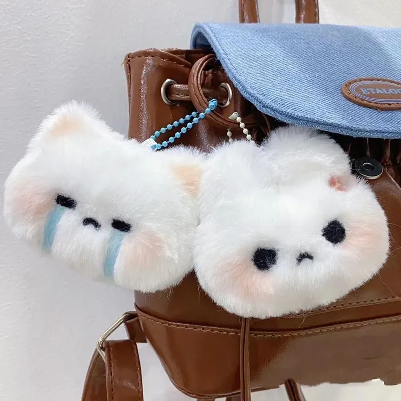 Portachiavi a forma di coniglio di peluche, dolce e carino, con ciondolo per borsa, accessorio per portachiavi da auto, per donne e coppie, stile kawaii._voghion.com