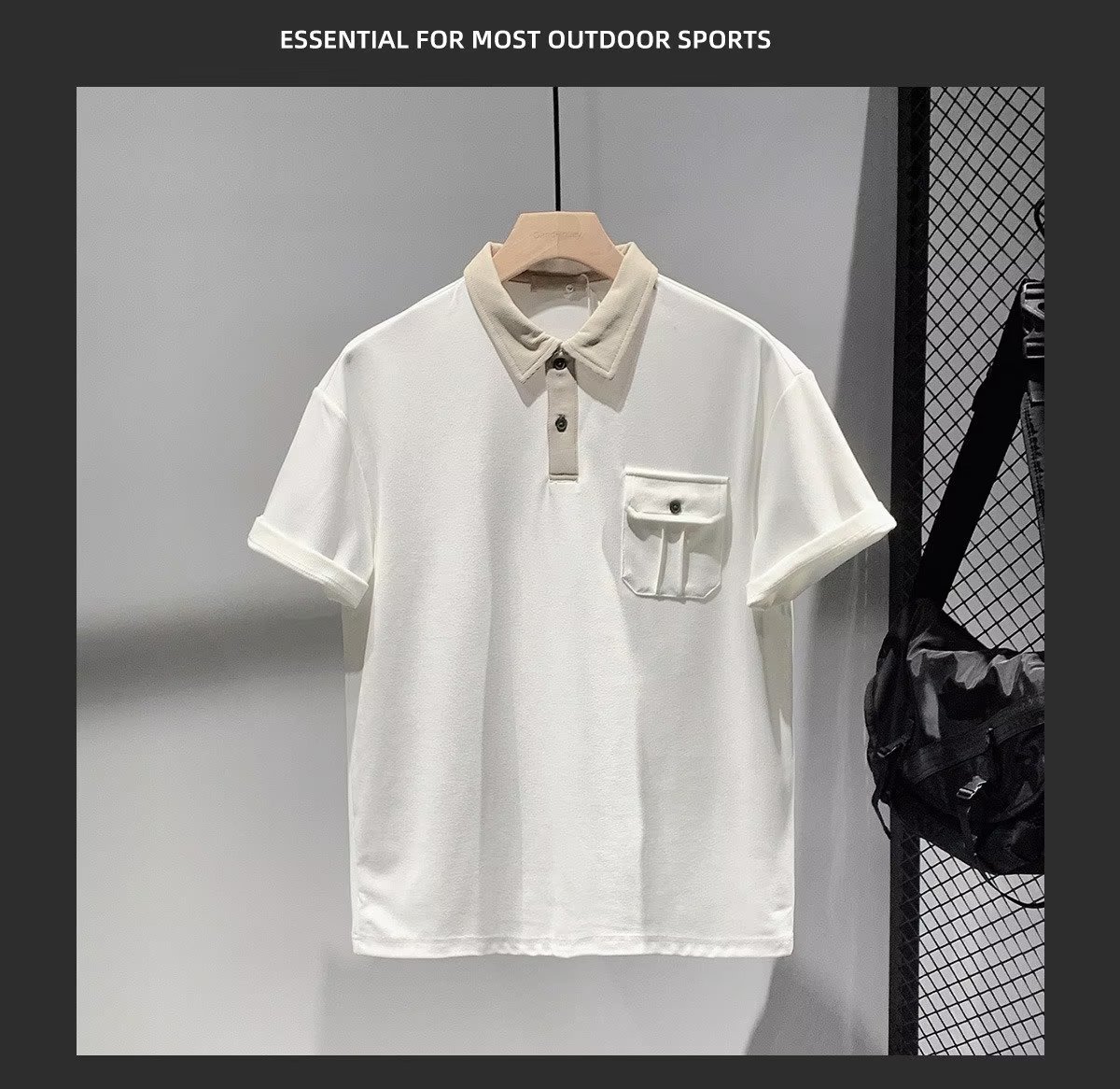 Herrenbekleidung Modisches Kontrastfarben-Nähte Taschen Poloshirt Kurzarm Herren Sommerstil All-Match Casual Jugend Tops Trend_voghion.com