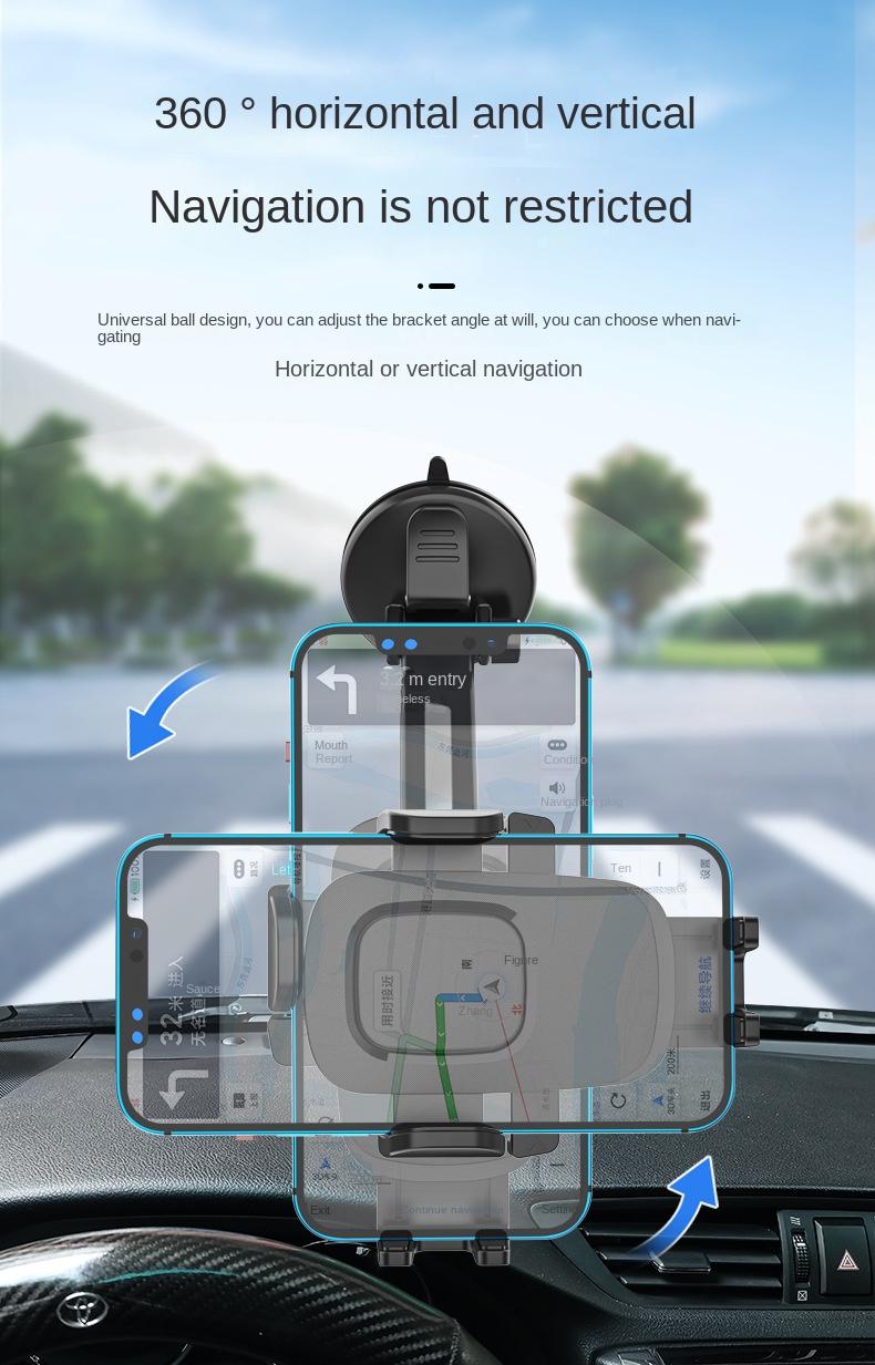 Neuer Handyhalter mit Saugnapf für das Armaturenbrett, Navigationshalterung für die Windschutzscheibe, Halterung mit automatischer Verriegelung_voghion.com