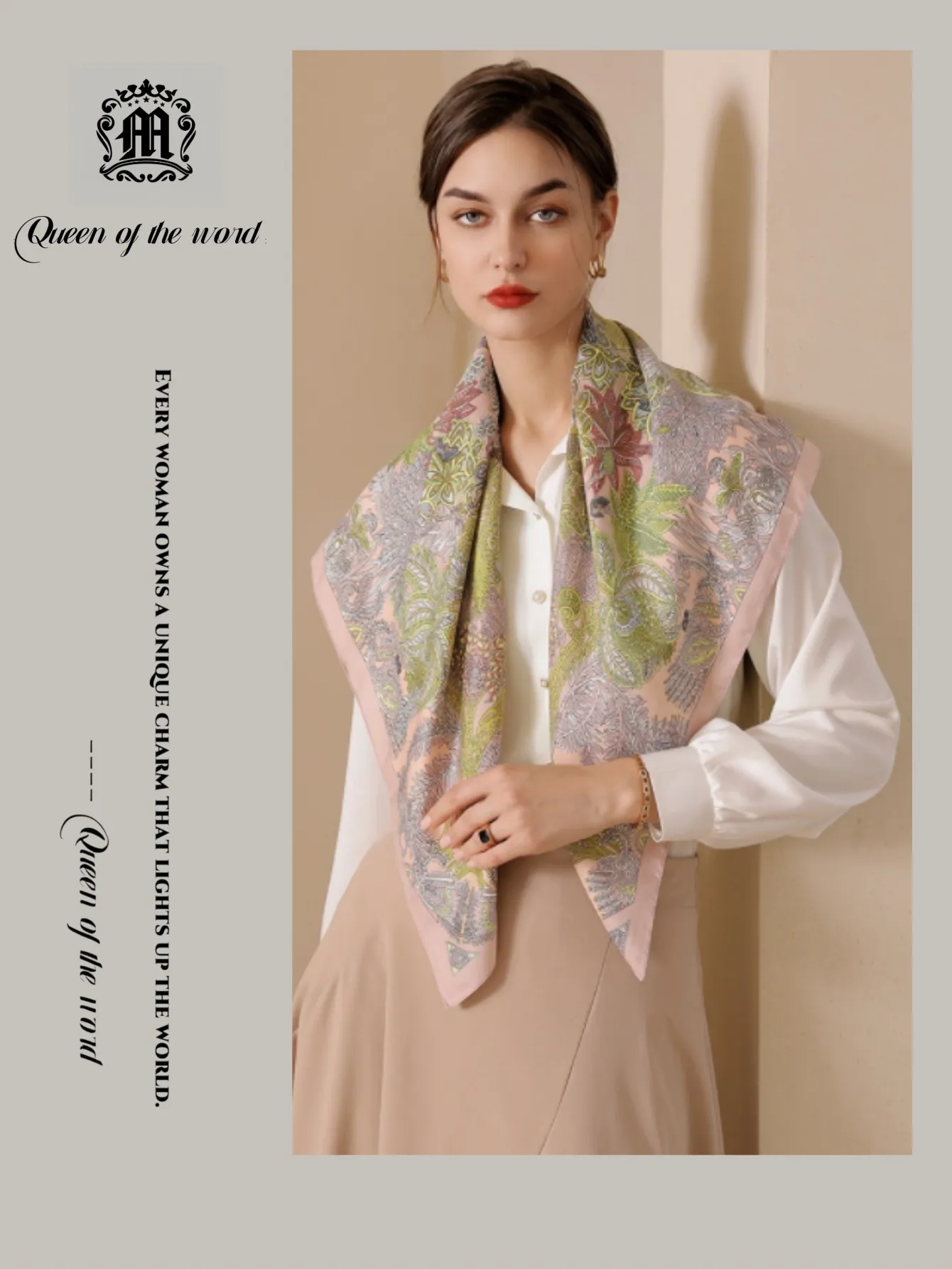 queen Of The Word 2 European Oversized Polka Dot Printed Women's Scarves With Scarf Buttons - Smooth Mulberry Silk_voghion.com