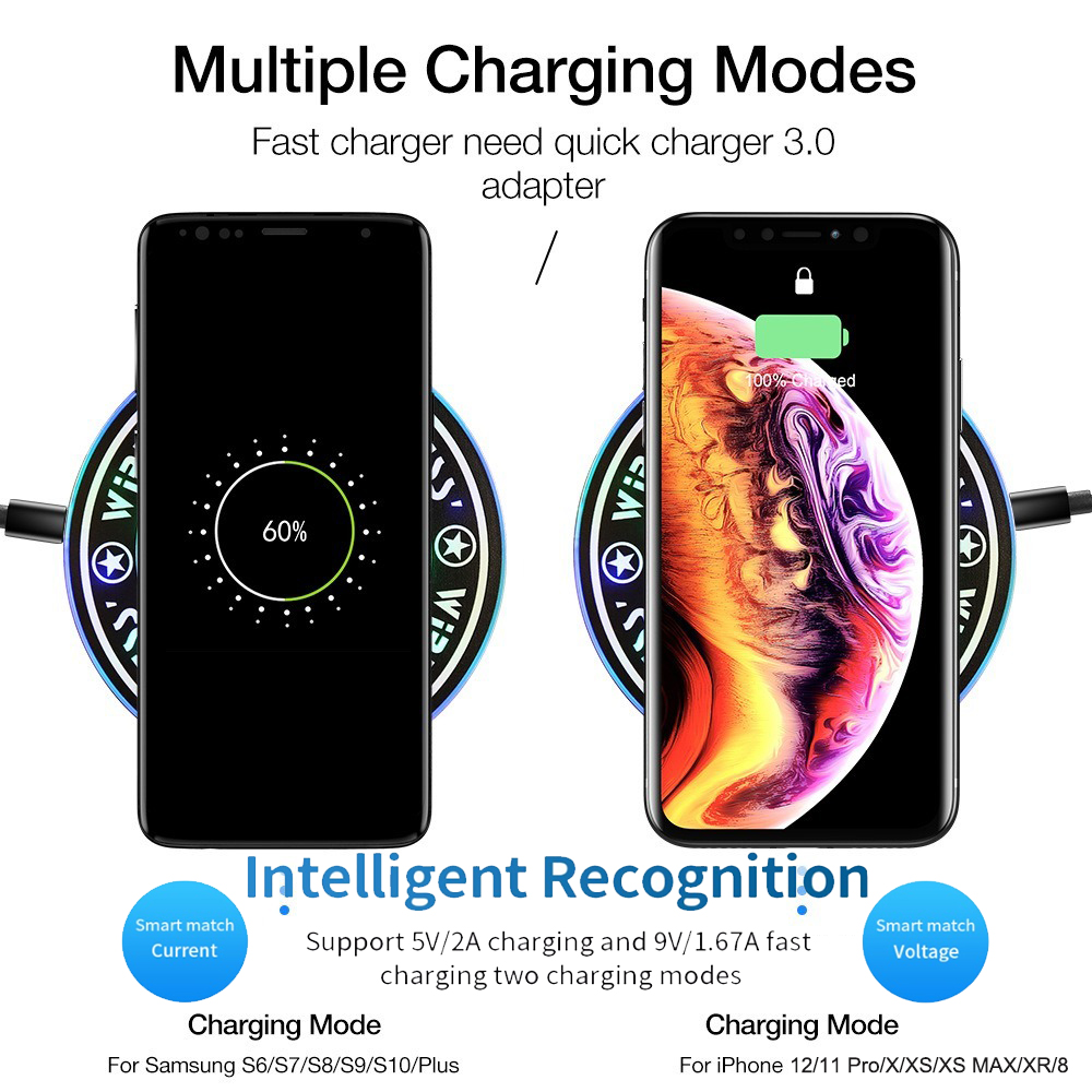 Juhtmevaba laadija iPhone 11 12 Xs Max X XR 8 Plus 10W kiirlaadimispadi Samsung Note 9 Note 8 S10 Plus Xiaomi mi jaoks_voghion.com