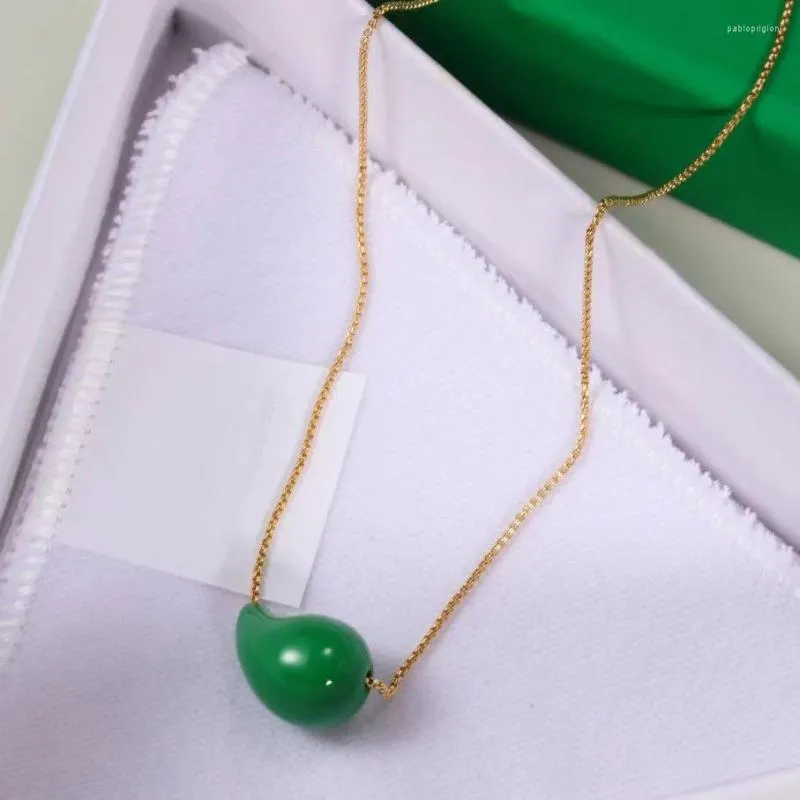 Chains Europe America Green Acrylic Gold Chain Water Drop Necklace Woman Famous Designer Brands Jewelry Gifts Trendy_voghion.com