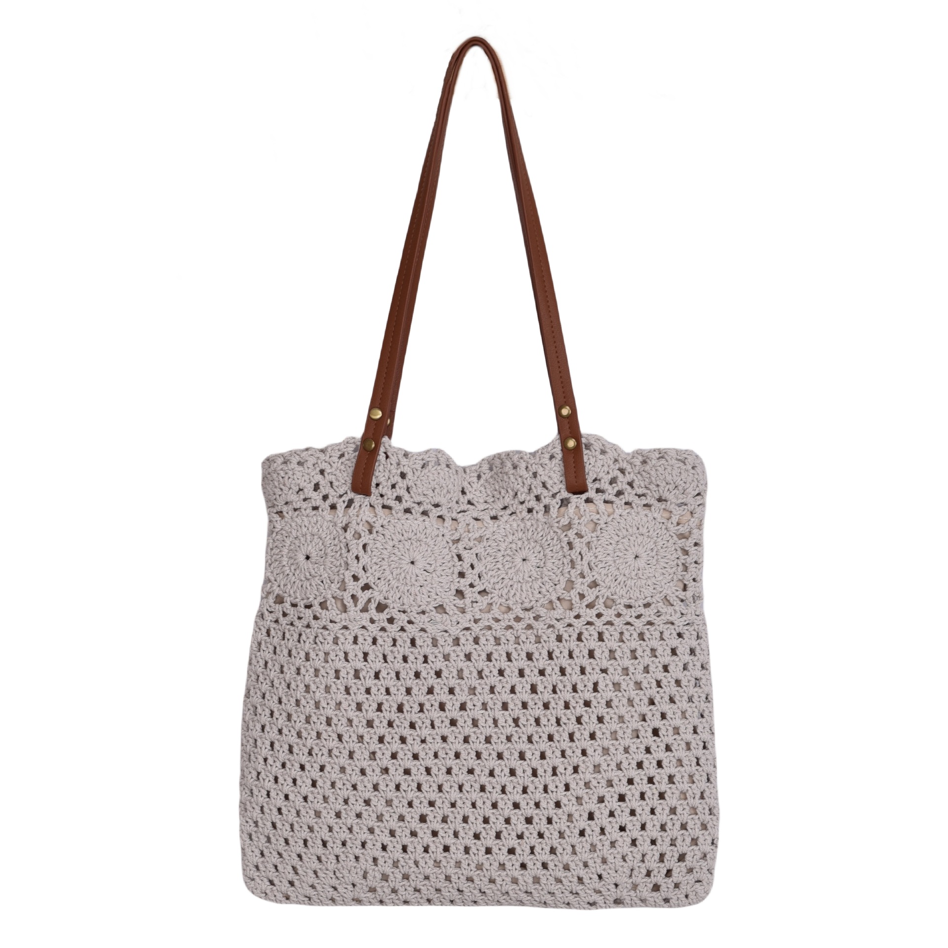 2024 new style woven crochet hollow flower spring and summer hot-selling one-shoulder handbag tote women's bag Laizhou straw weaving factory_voghion.com