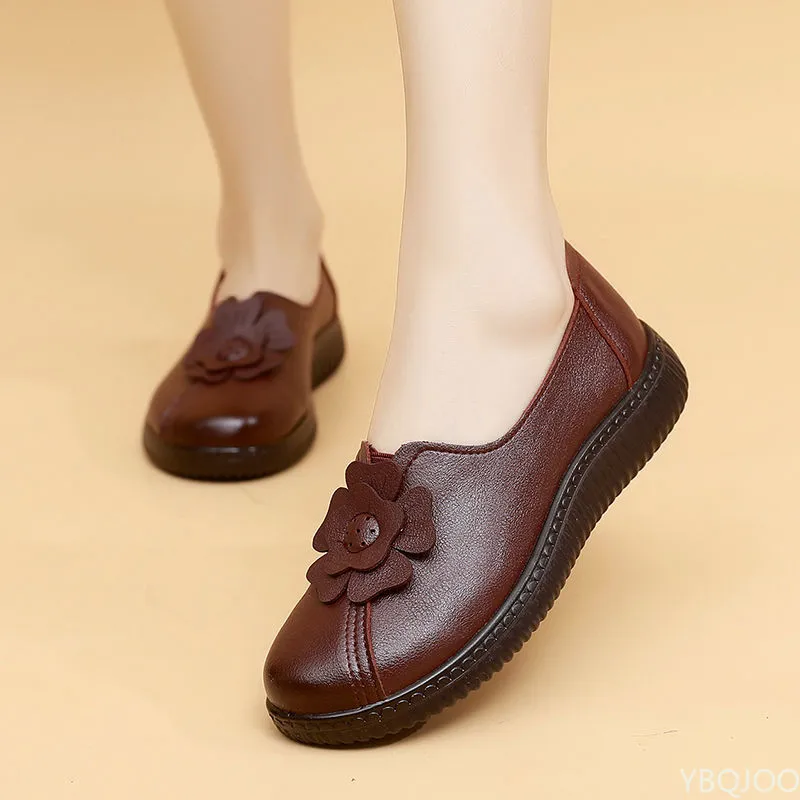 2022 Retro Loafers Frauen Wohnungen Slip auf Frau Frühling Herbst Flach Weiche Mama Casual Schuhe Schwarz_voghion.com
