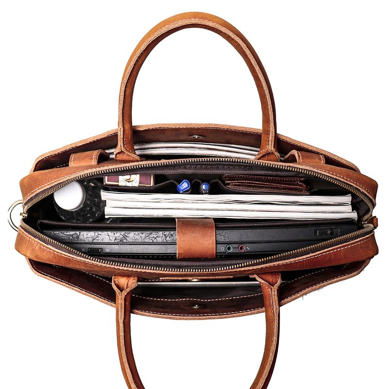 Handliche Dokumententasche Herren, Rindsleder, einzelne Schulter, diagonale Spreiztasche, lässige Retro-Tasche aus_voghion.com