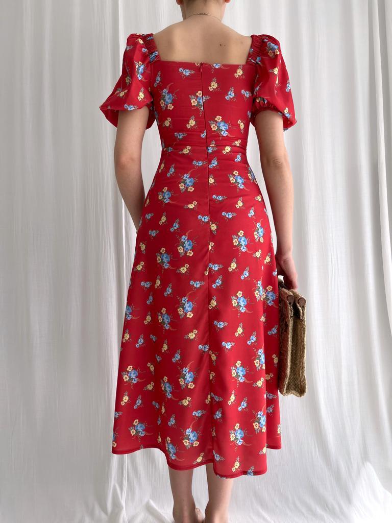 Damesjurk met bubbelmouwen, slanke pasvorm, sexy slanke zijsplit en print_voghion.com
