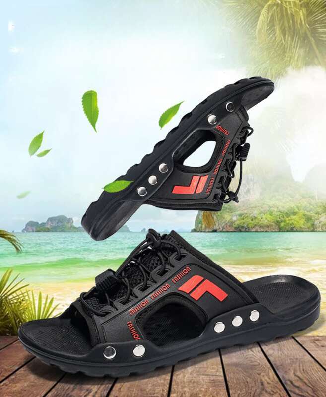 Sandales d'été pour hommes, nouvelles chaussures de plage respirantes en EVA, surface en cuir, tendance, 2025_voghion.com