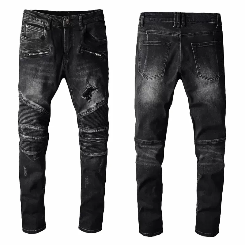 Jeans de créateur pour hommes Jean Lettre Distressed Skinny Ripped Biker Slim Fit Moto Bikers Denim pour homme Mode Mans_voghion.com