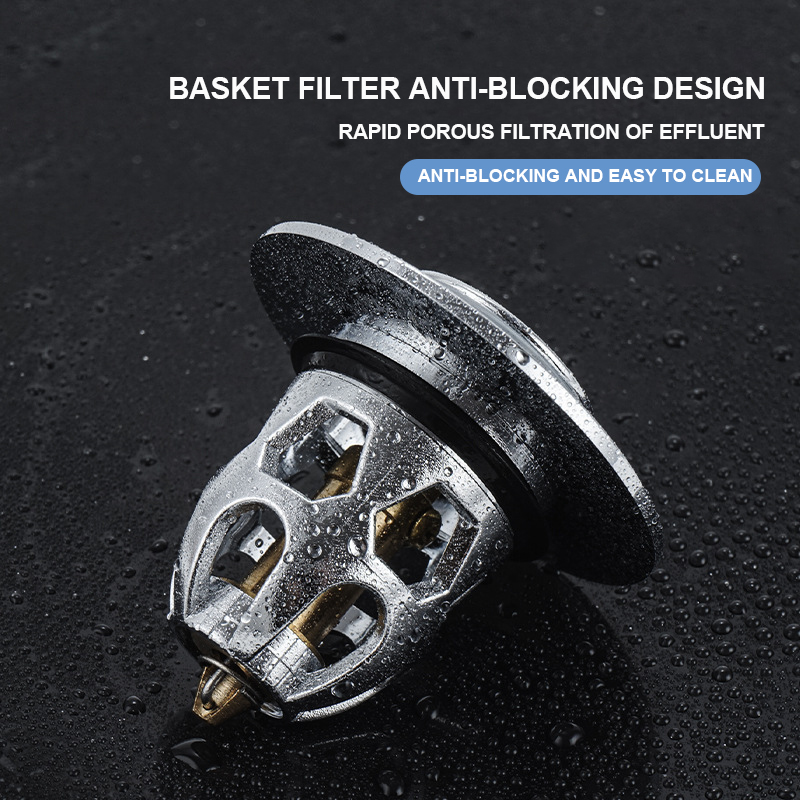 RVS Pop-Up Bounce Core Basin Afvoerfilter Haarvanger Gootsteenzeef Badkuip Stop Badstop Badkamergereedschap_voghion.com