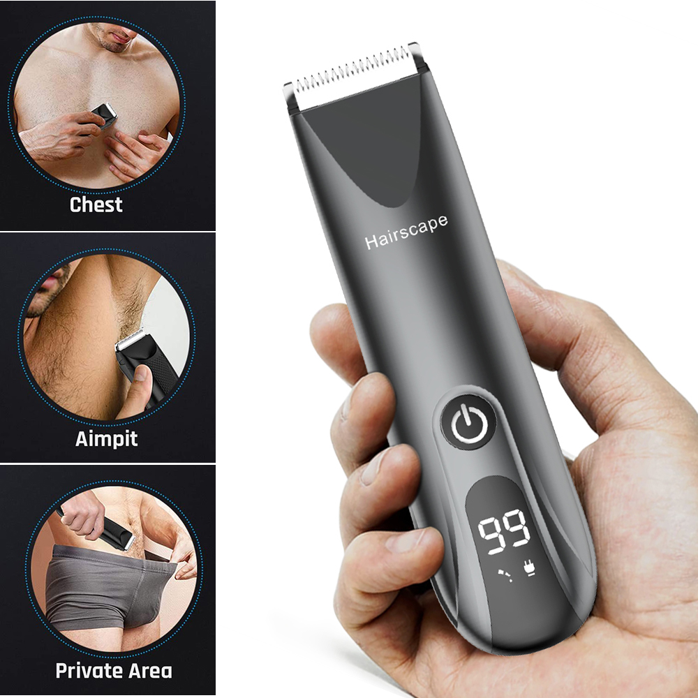 Elektrischer Schamhaarschneider für Männer, Body Groomer Clipper, Ball Shaver Bikini Epilierer, männlicher Hygienerasierer für empfindliche Teile_voghion.com