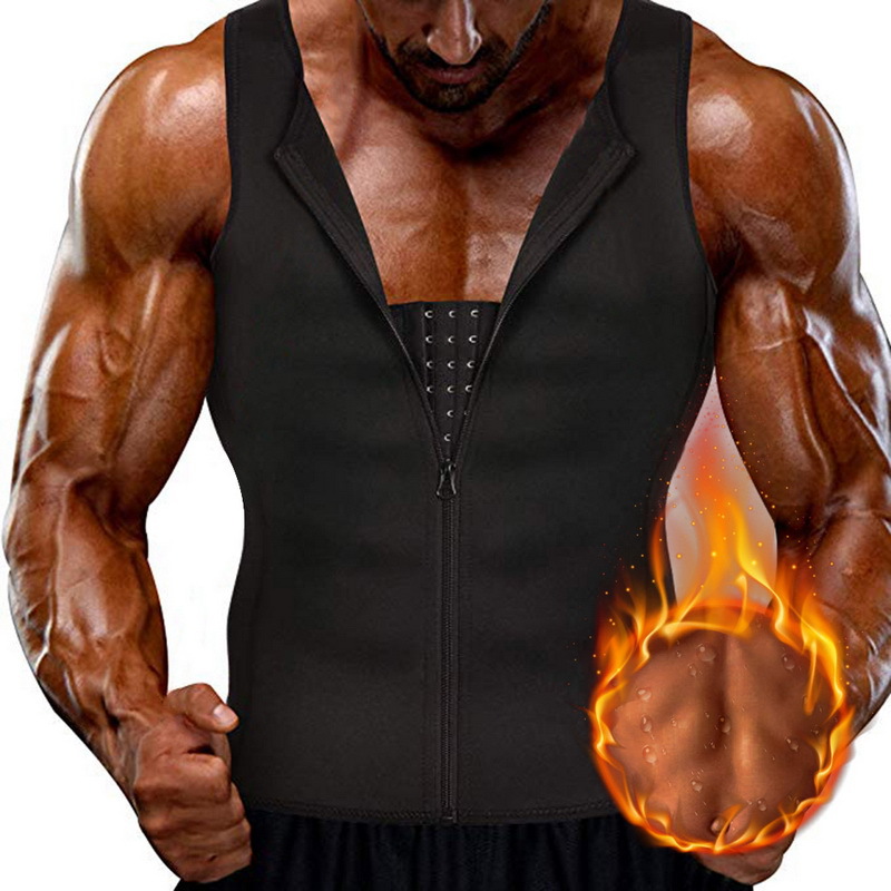 men's body shaping vest waist and abdomen clothes sweat-proof clothes sportswear three-row zipper corset
